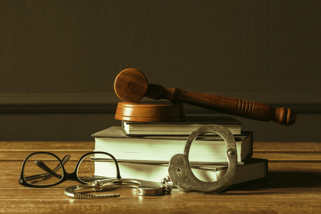 gavel with books old wooden desk